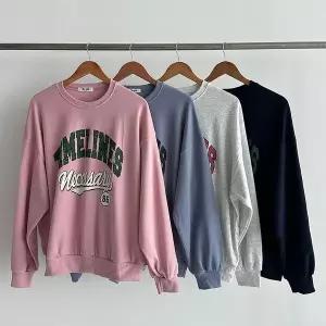 [하프클럽/]여자 박시 오버핏 빈티지 나염 분홍색 스트릿 맨투맨