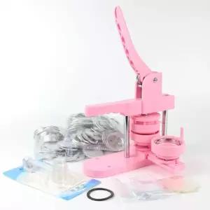 아트 캔뱃지 핀뱃지 회전식 58mm 철제 100개 뱃지제작기계 프레스 수제 만들기 분홍