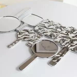 휴대용 손거울 대형 사각형 원형 실버 메이크 거울