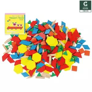 큰솔스토밍 패턴블럭 (실속형 250pcs) 원목 칠교 미니북 탱그램 패턴블록 도형퍼즐