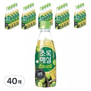 초록매실 스파클링 대용량 온가족 음료 제로 350ml 40개