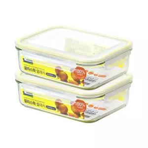 글라스락 클래식 옐로우에디션 직사각 2000ml 2조 1개