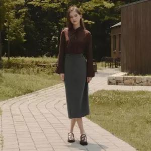 [백화점 정품] 잇미샤 [25 FW] 랩 슬림 롱스커트 ITP9ZSK900