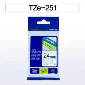 현이몰 브라더 테이프카트리지(TZe-251 24mm 흰색 흑색문자) 사무기기 라벨프린터 카트리지 라벨 사무실