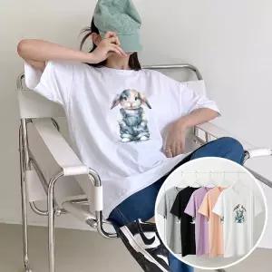 블루래빗 BOX 여성 오버핏 반팔 티셔츠 (5컬러) 박스티 빅사이즈