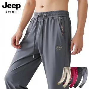 JEEP SPIRIT 남성 아이스 실크 속건 스포츠 팬츠 루즈핏 중허리 야외 런닝 바지