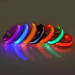 야간 러닝 암밴드 LED 라이트 야외 스포츠 USB 충전식 안전 벨트 팔 다리 경고 손목밴드 자전거