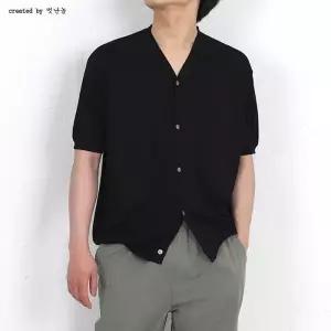 남자 반팔 여름가디건 얇은  니트 가디건
