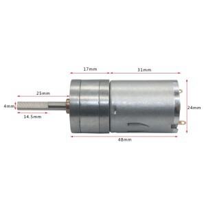 25GA370 DC 기어드 모터 12V 6V24V 저속 정방향 및 역방향 고 토크 긴 샤프트 L25mm JGA25-3700