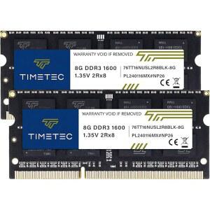 타임텍 16GB CL11 RAM DDR3L 2X8GB 블랙 PC3 35V 노트북 1600MHZ 2RX8 PC DDR3 DDR3L 메모리 1600 ECC 12800 업그레이드 12800 5V KIT 204핀 SODIMM 버퍼링 컴퓨터 PC3L PCB 모듈