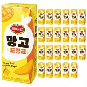 (190ml 24개) 롯데 델몬트 망고 드링크/간식/주스/쥬스/팩음료/학교/과일/종이/어린이집/드링크팩/팩음료수