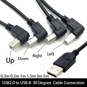 USB 2.0 A 남성 - USB-B 90도 직각 프린터 프린터, 스캐너, 모바일 HDD 등을 위한 짧은 연장 케이블