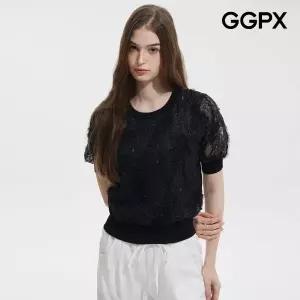 [GGPX] 소매 시스루 펄 반팔 니트 (GQ4KP004F)