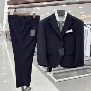 [트루젠]남성 여름 허리밴딩 28-39인치 면접 예복 혼주 네이비 세미 캐주얼 정장 셋업