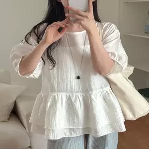 [제작] 엘로라 시스루 캉캉 블라우스 87606 빅사이즈 여성의류