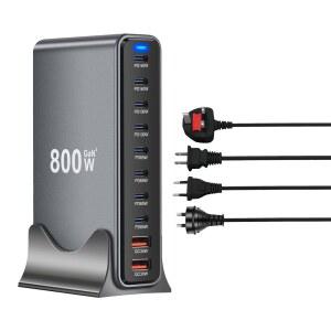 800W USB C 고속 데스크탑 GaN 충전기 10포트 유형 PD 충전 3.0 iPhone Samsung용