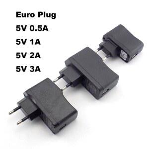 AC 110V-240V ~ DC 5V 0.5A 1A 2A 3A USB 유로 플러그 어댑터 충전기 전원 공급 장치 범용 여행 충전
