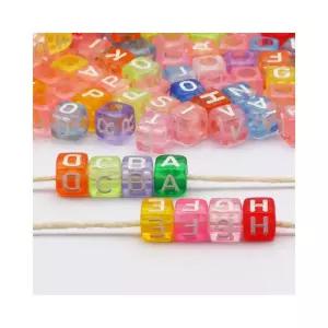 사각 반투명 비즈 100pcs 알파벳비즈 이니셜비즈 비즈재료 이니셜스트랩
