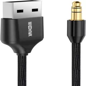 자동차용 MaedHawk Aux-블루투스 리시버 USB-3.5mm 오디오 잭 키트 BT5.3 스테레오 홈 스피커용 음악