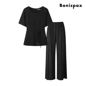 [매장정품] 보니스팍스 Bonispax 링클 라운드넥 티셔츠 밴딩 팬츠 투피스 (XP5ST006M0)