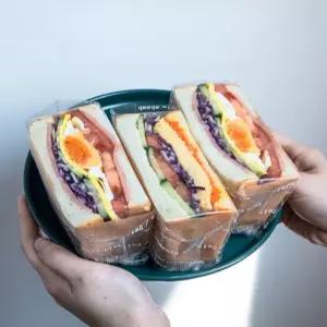 샌드위치 포장 비닐백  점착 실링 봉투 김서림방지 반반 샌드위치백 포장지 대량 싸개지