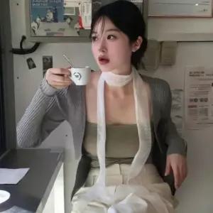 여성스카프 스카프 머플러 쁘띠 여성봄스카프 여성 여름 레이스 도트 롱 타이