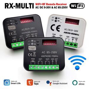 RX MULTI Tuya WIFI 300-868MHz 차고문 원격 제어 수신기 433MHz AC DC 9-30V 85-250V 스마트 스위치 모듈
