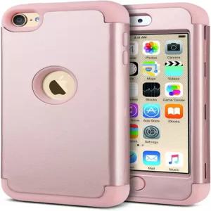 ULAK iPod Touch 7/6/5세대 케이스와 호환 듀얼 레이어 소프트 실리콘 iTouch 5/6/7용 하드 PC가 장착된