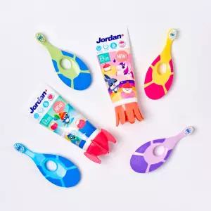 JORDAN 조르단 스텝 어린이 칫솔 1단계 6개 + 뉴스텝 치약 90g 2개 (향 랜덤)