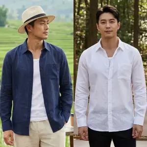 쟌피엘 베르가 인견마 린넨셔츠 여름 남성 긴팔마남방