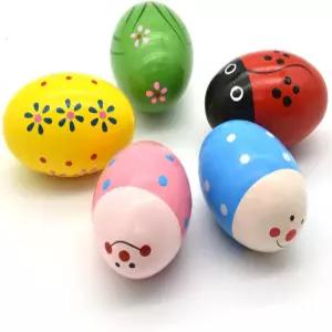 더 5팩 나무 이스터 셰이커 마라 퍼커션 뮤지컬 파티 호의 교실 경품 용품 바구니 스터퍼 충전재 부활절