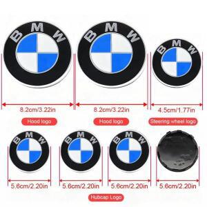 7개 자동차 앞뒤 로고 스티어링휠 센터 스티커 허브 커버 호환 BMW F11 F07 F18 G30 G31 G38 E24 G60 F10 X