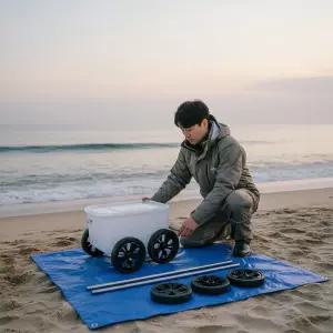 해루질 조과통 튜닝 바퀴 20cm 4개 스텐봉 2p DIY 세트 질용 뜰채 용작살 수경 용집게 용품 이동식 장비