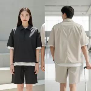 커플 아노락 반바지 세트 추리닝 레이닝 등원룩복셋 셋업 반팔 여자셋 키작녀 빅사이즈 여성 엄마 운동 츄