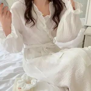 말랑쉬 셔링 거즈면 청순 화이트 로브가운 목욕 골프 샤워 여성 호텔 데이수면 잠옷 라운지