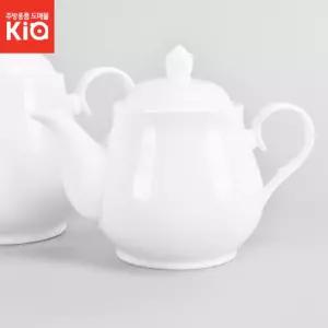 로코 하이본 도자기 카페 녹차 커피 주전자 중 대화이트찻잔 티주전자 세트 흰색