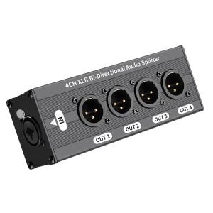 1X4 XLR 밸런스드 오디오 분배기 3핀 1 입력 4 출력 신호 박스 전원 불필요