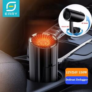 휴대용 12V 24V 차량용 히터 및 제상기 150W 빠른 난방 냉각 팬 360 ° RV SUV용 회전식 앞유리 김서림 방