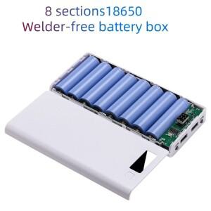 8x18650 배터리 충전기 박스 디지털 디스플레이 패널 고속 USB 보조 LED 조명 포함