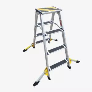 광폭형 안전사다리 4단 HSN-L2037 (미니 아웃트리거 미끄럼방지 부착)