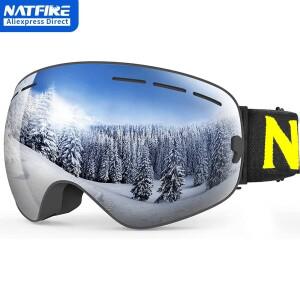 NATFIRE 스키 고글 더블 레이어 안개 방지 UV400 스노우 보드 모빌 안경 야외 스포츠 Googles