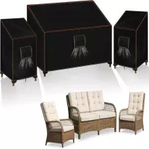 3 PCS 파티오 가구 커버 세트 420D 방수 야외 의자 및 소파 러브시트 58 W x 32 D 31 H 35 33 트리플 방풍