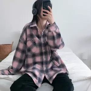 [클리어런스]빅사이즈 루즈 박스핏 기모남방 체크 셔츠_5