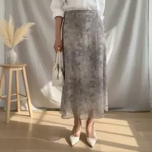 여성용 뒷밴딩 수채화 에이라인 롱스커트 치마