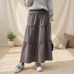 여성 데일리 프릴 러플 롱스커트 치마
