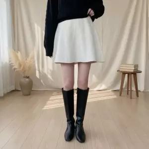 여성용 트위드 미니 플레어 스커트 뒷밴딩 치마