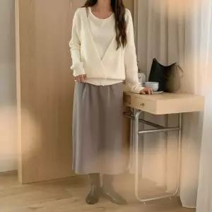 여성 캐주얼 투턱 포켓 코튼 롱 스커트 치마 OOTD