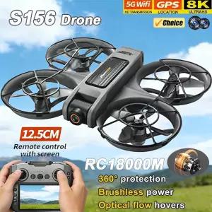 새로운 S156 RC 드론 전문 8K 항공 사진 원격 제어 항공기 브러시리스 모터 HD 듀얼 카메라 Quadcopter 소
