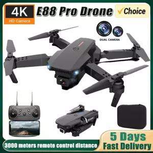 새로운 E88 RC 드론 4K 프로페셔널, 1080P 광각 듀얼 HD 카메라 탑재, 접이식 RC 헬리콥터 WIFI FPV 고도
