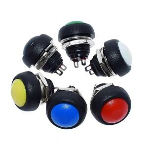 6PCS 미니 소형 소형 버튼 스위치 방수 자체 재설정 PBS-33B 12MM 빨간색 잠금 없는 6 색